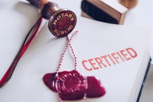Notary wax seal on the document.