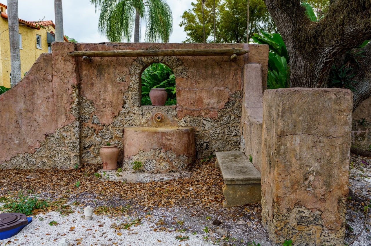 Ponce De Leon Fountain And Its Plaza In Coral Gables FL